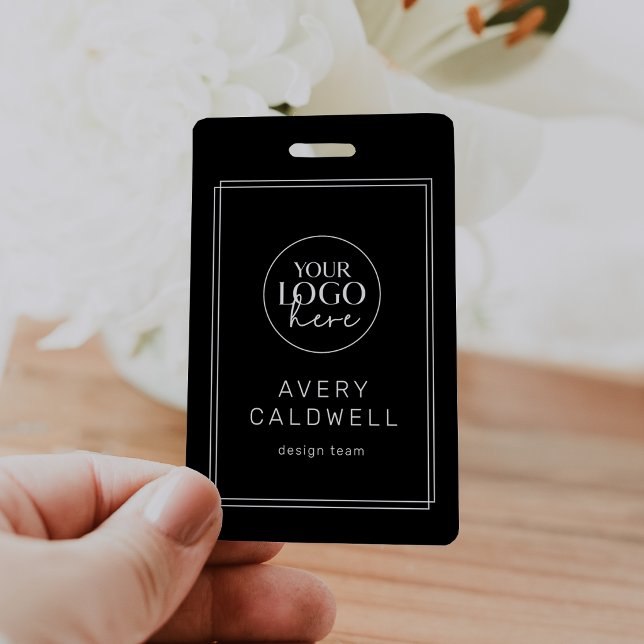 AVERY Modern Black Logo QR Code Employee ID Card Badge (AVERY Modern Black Logo QR Code Employee ID Card Badge)