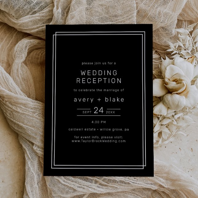 AVERY Modern Black Wedding Reception Invitation (AVERY Modern Black Wedding Reception Invitation)