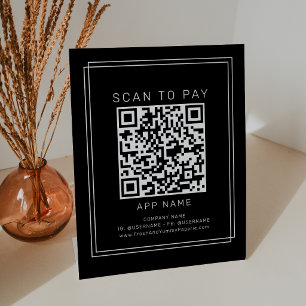 AVERY Modern Dark Black Business Scan To Pay Pedestal Sign