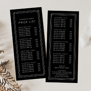 AVERY Modern Dark Black Double Frame Price List Rack Card