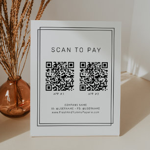 AVERY Modern Minimal Business 2 Apps Scan To Pay Pedestal Sign