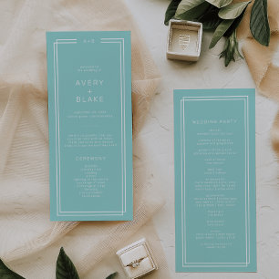 AVERY Modern Minimalist Mint Green Frame Wedding Program