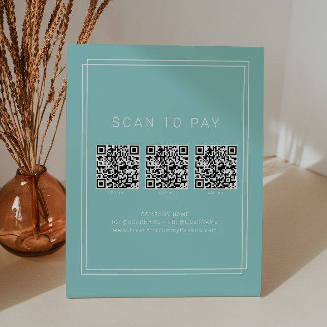 AVERY Modern Mint Business QR Code Scan To Pay Pedestal Sign (AVERY Modern Mint Business QR Code Scan To Pay Pedestal Sign)
