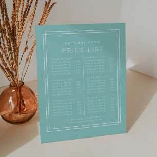 AVERY Modern Mint Business Services Price List Pedestal Sign