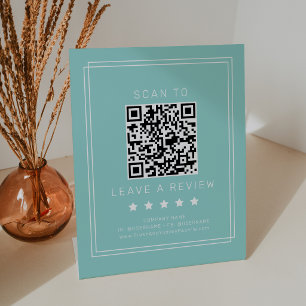 AVERY Modern Mint Green QR Code Leave A Review Pedestal Sign