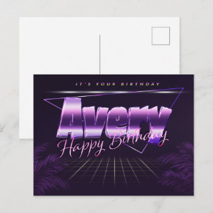 Avery Name Vorname lila Postkarte Geburtstag Postcard