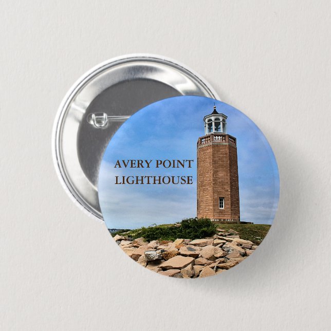 Avery Point Lighthouse, Connecticut Pin Button (Front & Back)