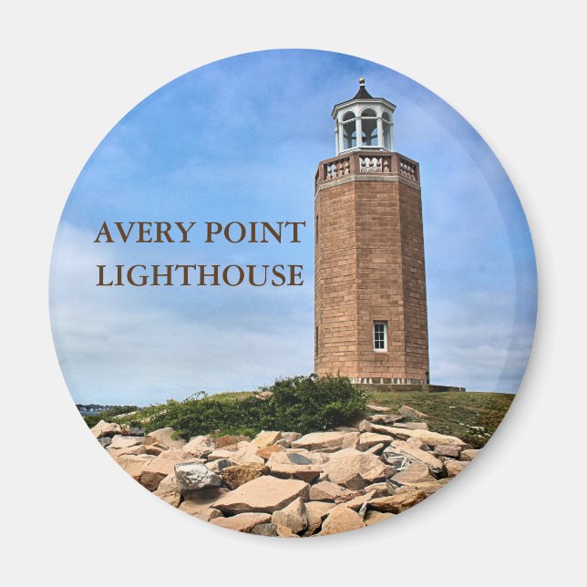 Avery Point Lighthouse, Connecticut Round Magnet (Front)