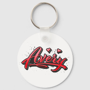 Avery red Heart Graffiti Schlüsselanhänger Keychain