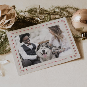 AVERY Rose Gold Foil Red Couples Photo Christmas Holiday Card