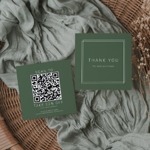 AVERY Rustic Dark Green Business QR Code Thank You Discount Card