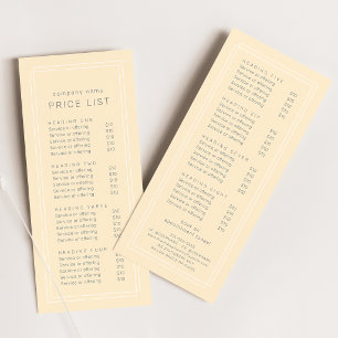 AVERY Simple Butter Yellow Double Frame Price List Rack Card