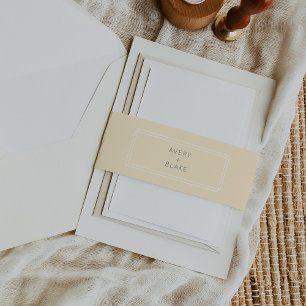 AVERY Simple Neutral Butter Yellow Wedding Invitation Belly Band