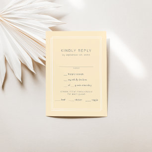 AVERY Simple Neutral Butter Yellow Wedding RSVP Card