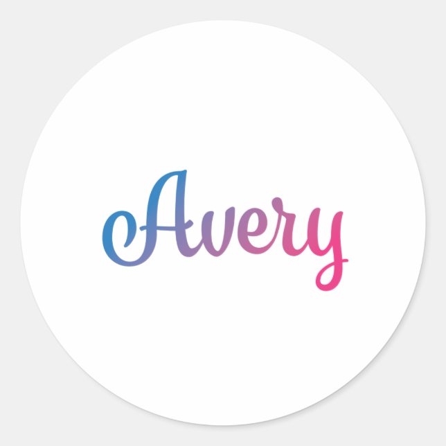 Avery Stylish Cursive Classic Round Sticker (Front)