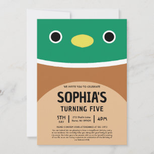 Avery The Duck Squishmallow Birthday Party Invitation