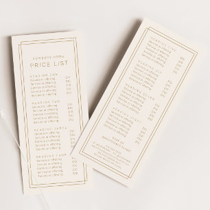 AVERY Vintage Gold Cream Double Frame Price List Rack Card