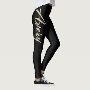 Avery white gold Handwriting trousers Leggings