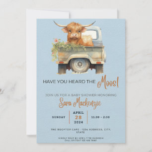 "Avez-Vous Entendu Les Moos !" Invitation baby sho