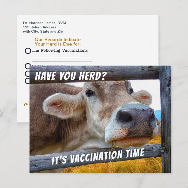 Avez-vous fait vacciner votre troupeau ? Carte de  (Devant / Derrière)
