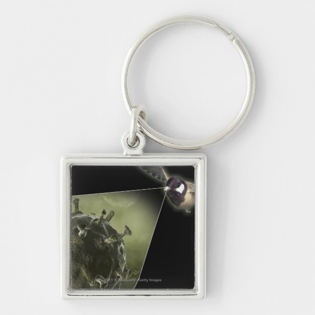 Avian flu coming out of bird keychain (Front)