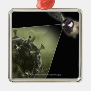 Avian flu coming out of bird metal ornament