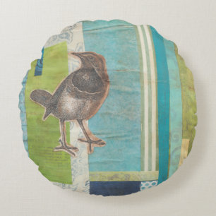 Avian Scrapbook I Round Pillow