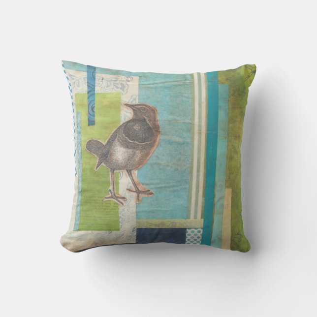 Avian Scrapbook I Throw Pillow (Front)