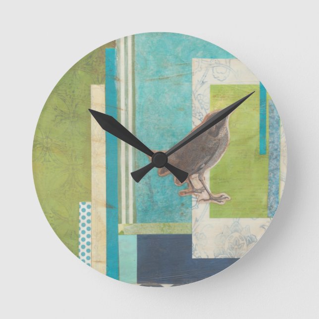 Avian Scrapbook II Round Clock (Front)