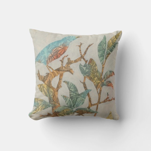 Aviary Collage I Throw Pillow (Front)