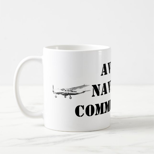 AVIATE NAVIGATE COMMUNICATE Airplane Mug for Pilot (Left)