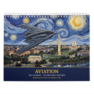 Aviation 2027 Starry Night Airplanes Calendar
