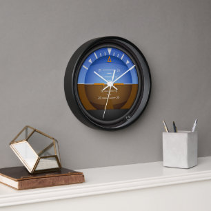 Aviation Aircraft Attitude Indicator Gauge Clock