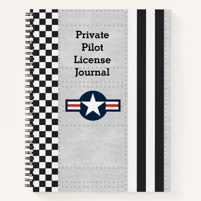 Aviation Aircraft Private Pilot Blank Or Lined Notebook (Front)