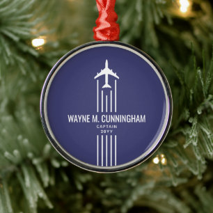 Aviation Airline Pilot Flight School Graduation  Metal Ornament