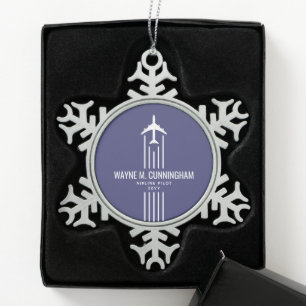 Aviation Airline Pilot Flight School Graduation  Snowflake Pewter Christmas Ornament