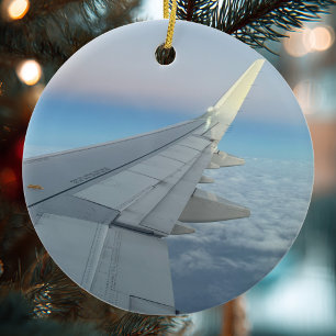 Aviation Airplane Christmas Photo Custom Ceramic Ornament