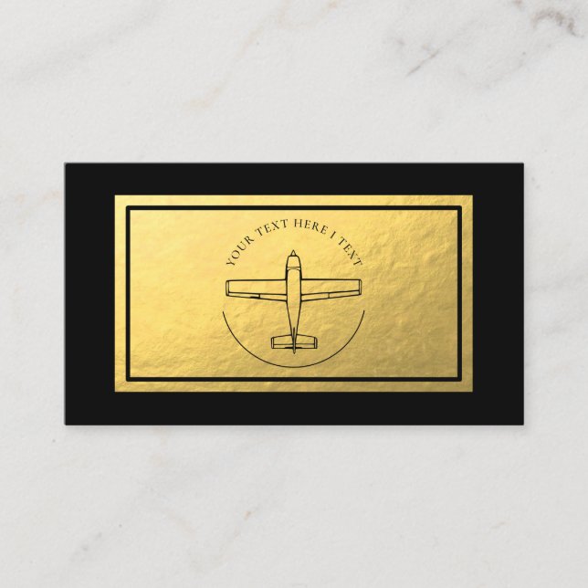 Aviation Airplane - Faux Gold Foil Business Card (Front)