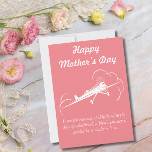Aviation, Airplane Flying, Minimalist,Mother’s Day Holiday Card