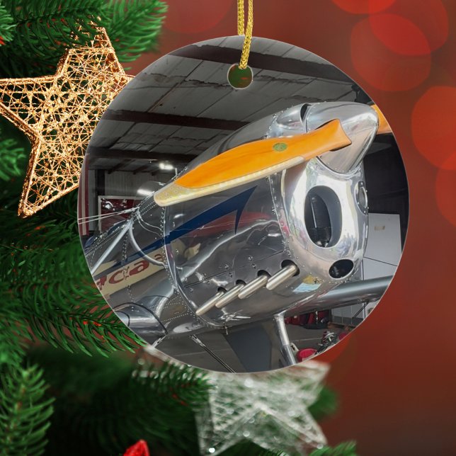Aviation Airplane Photo Christmas Personalized Cer Ceramic Ornament (Creator Uploaded)