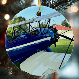 Aviation Airplane Photo Christmas Personalized Cer Ceramic Ornament