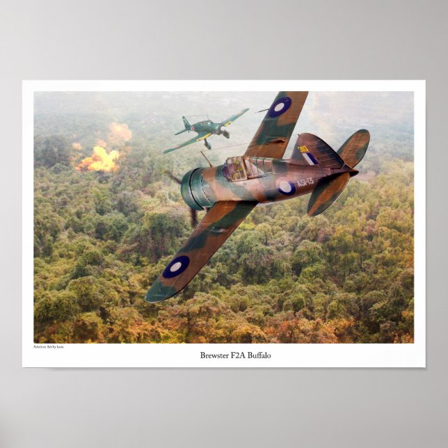 Aviation Art Poster "Brewster F2A Buffalo" (Front)
