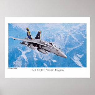Aviation art poster 'F/A-18 Hornet Golden Dragons'