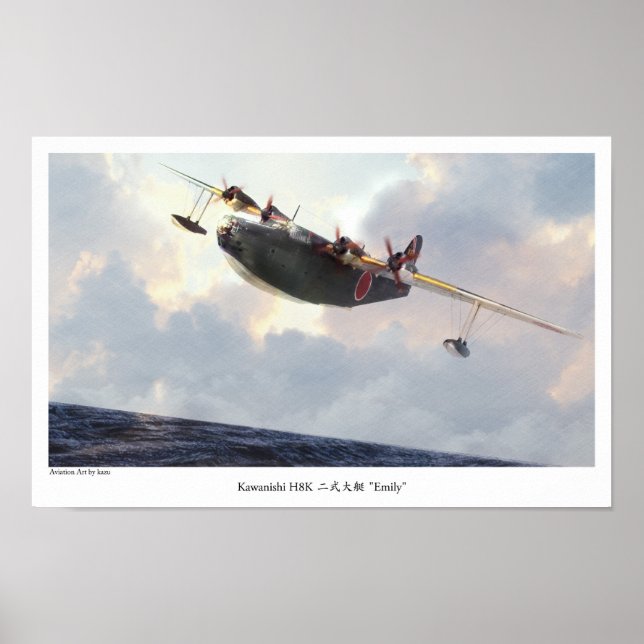 Aviation Art Poster "Kawanishi H8K  Emily" (Devant)