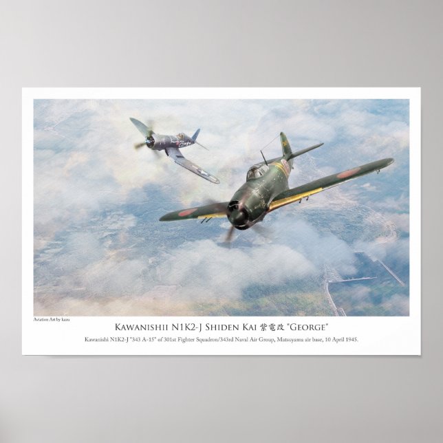 aviation Art Poster "Kawanishii N1K2-J Shiden Ka " (Front)