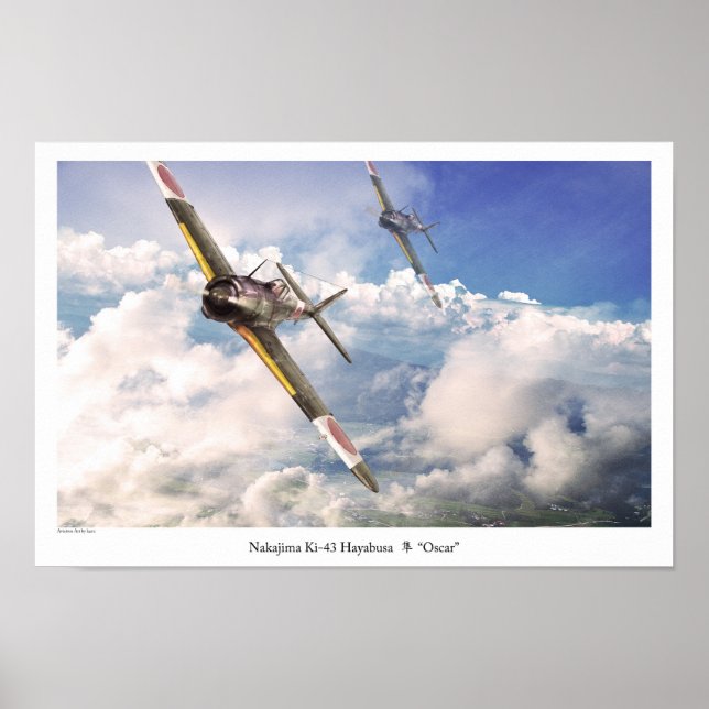 Aviation Art Poster "‪ Ki-43 Hayabusa"Oscar" (Front)