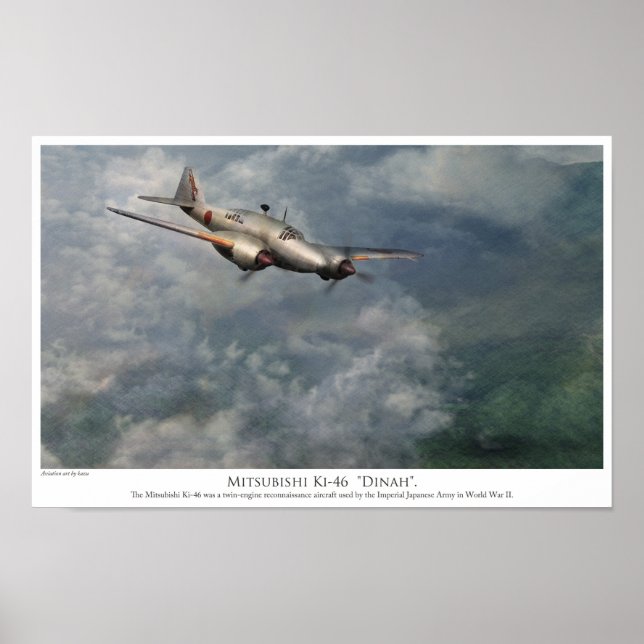 Aviation art Poster 　Mitsubishi Ki-46 "Dinah" (Front)
