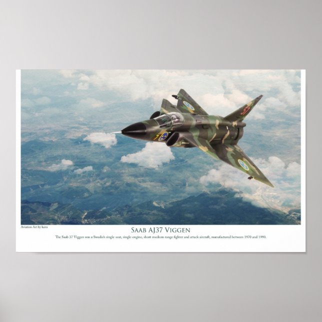 Aviation Art Poster "Saab AJ37 Viggen" (Front)