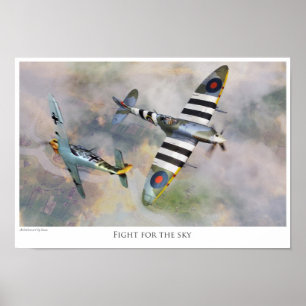 Aviation art Poster "Spitfire vs BF109”