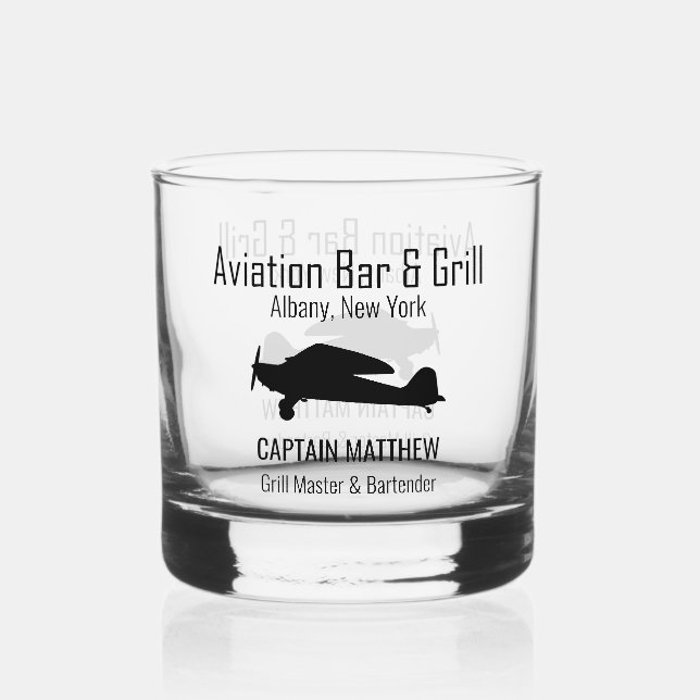Aviation Bar & Grill Rocks Whiskey Glass (Front)